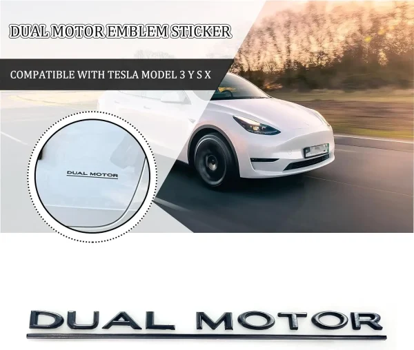 3D Raised ABS Tailgate Insert Letter Emblem Badge Compatible with Tesla Model 3/Y/S/X Series with Adhesive Template