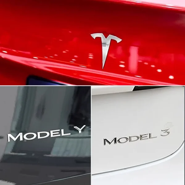 3D ABS Chrome Red Line Black Logo DUAL MOTOR Emblem Letters Car Styling Trunk Badge For Tesla 3 Y S X DUAL MOTOR Accessories