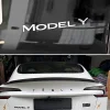 3D ABS Chrome Red Line Black Logo DUAL MOTOR Emblem Letters Car Styling Trunk Badge For Tesla 3 Y S X DUAL MOTOR Accessories