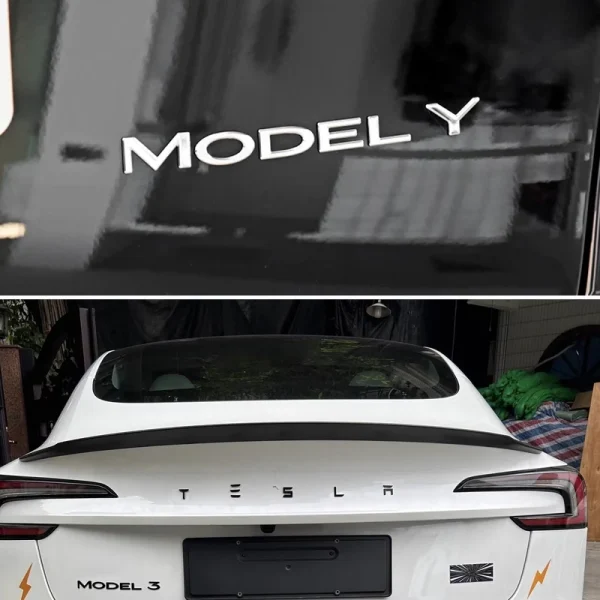 3D ABS Chrome Red Line Black Logo DUAL MOTOR Emblem Letters Car Styling Trunk Badge For Tesla 3 Y S X DUAL MOTOR Accessories