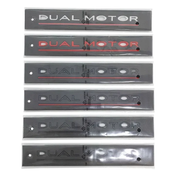 DUAL MOTOR Underlined Letters Emblem for Tesla Model Y 3 X S Car Styling High Performance Trunk Badge Sticker Chrome Black Red