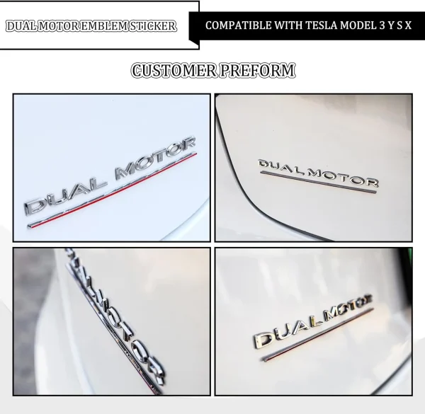 3D Raised ABS Tailgate Insert Letter Emblem Badge Compatible with Tesla Model 3/Y/S/X Series with Adhesive Template