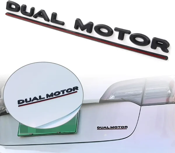 3D Raised DUAL MOTOR Underlined Letters Emblem for Tesla Model 3 Y X S Car Styling High Performance Trunk Badge Sticker