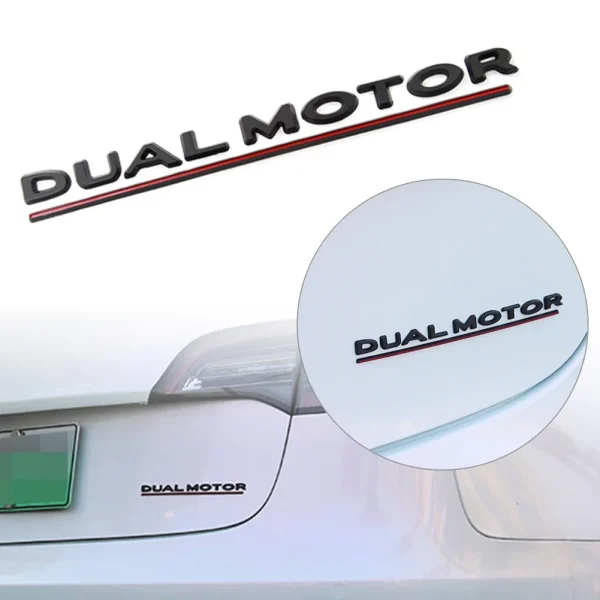 3D Raised DUAL MOTOR Underlined Letters Emblem for Tesla Model 3 Y X S Car Styling High Performance Trunk Badge Sticker