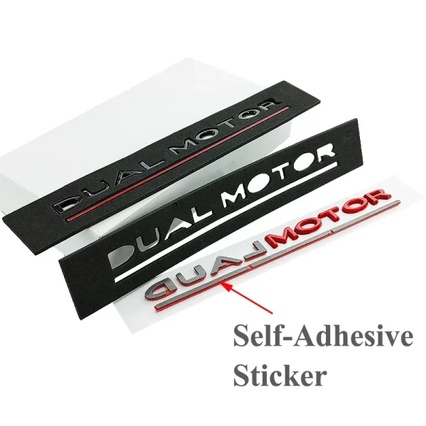 DUAL MOTOR Underlined Letters Emblem for Tesla Model Y 3 X S Car Styling High Performance Trunk Badge Sticker Chrome Black Red
