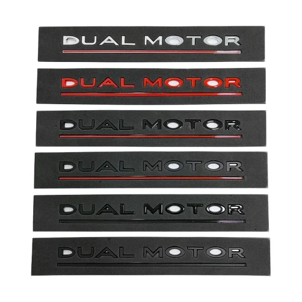 DUAL MOTOR Underlined Letters Emblem for Tesla Model Y 3 X S Car Styling High Performance Trunk Badge Sticker Chrome Black Red