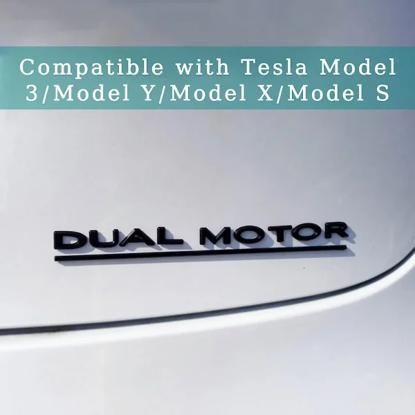 3D Raised DUAL MOTOR Underlined Letters Emblem for Tesla Model 3 Y X S Car Styling High Performance Trunk Badge Sticker