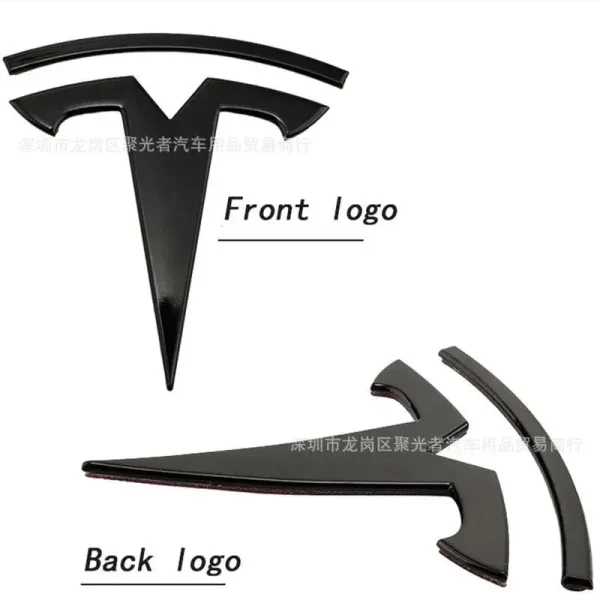 metal For Tesla- Car Front Emblem Rear Trunk Emblem Suitable for Model 3 Mode Y logo replacement rear and rear logos blackening