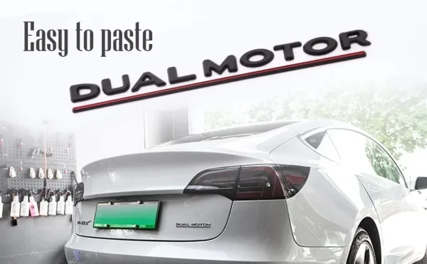 3D Raised DUAL MOTOR Underlined Letters Emblem for Tesla Model 3 Y X S Car Styling High Performance Trunk Badge Sticker