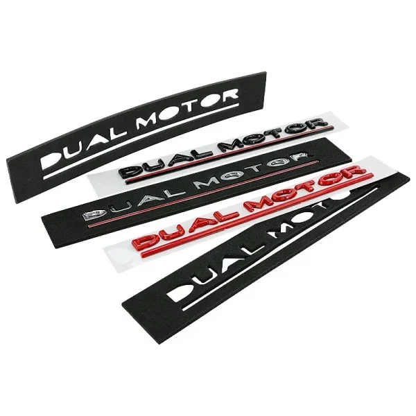 DUAL MOTOR Underlined Letters Emblem for Tesla Model Y 3 X S Car Styling High Performance Trunk Badge Sticker Chrome Black Red