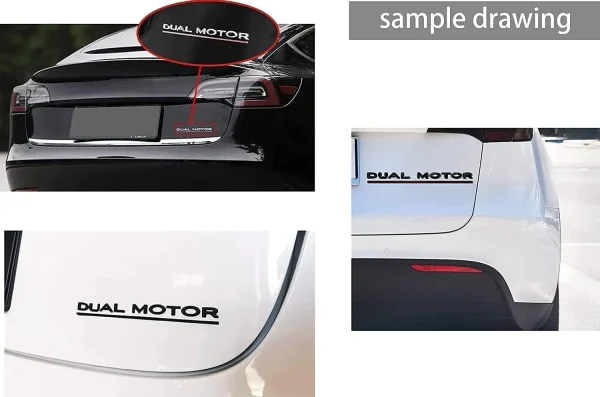 3D Raised DUAL MOTOR Underlined Letters Emblem for Tesla Model 3 Y X S Car Styling High Performance Trunk Badge Sticker
