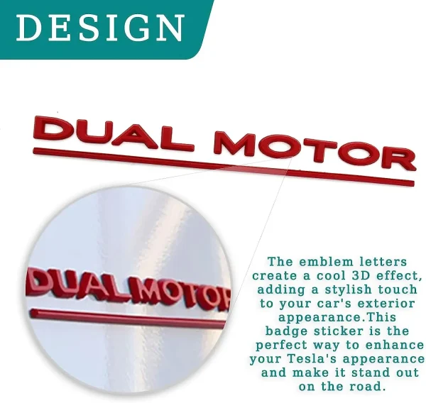3D Raised DUAL MOTOR Underlined Letters Emblem for Tesla Model 3 Y X S Car Styling High Performance Trunk Badge Sticker
