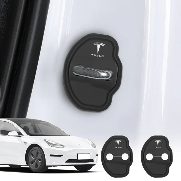 2/4Pcs Silicone Car Door Lock CoversProtective Buckle Stickers For Tesla Model 3 Model S X Model Y Roadster Space X Cybertruck