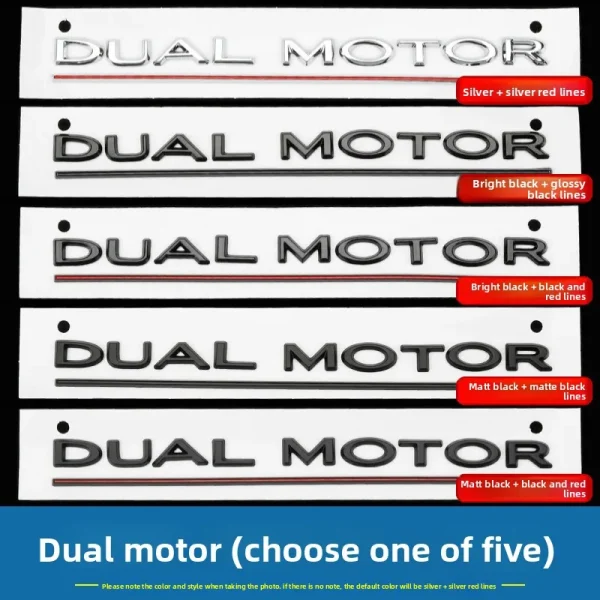 3d ABS Chrome Black Red Logo Dual Motor Emblem Letters Car Trunk Badge For Tesla Model Y 3 X S Dual Motor Sticker Accessories