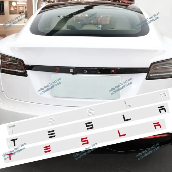 1pcs 3D ABS Logo Tesla Emblem Letters Car Trunk Badge Rear Letter Label Electroplated For MODEL 3 MODEL S X Modified accessories