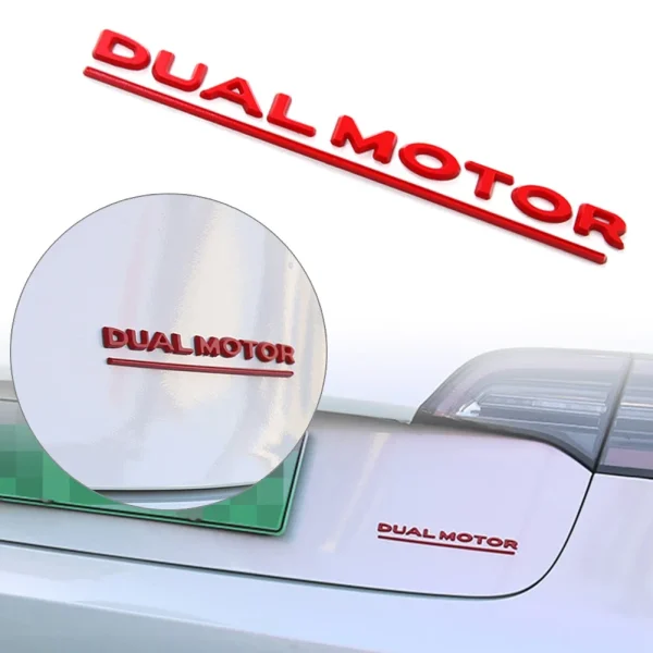 3D Raised DUAL MOTOR Underlined Letters Emblem for Tesla Model 3 Y X S Car Styling High Performance Trunk Badge Sticker