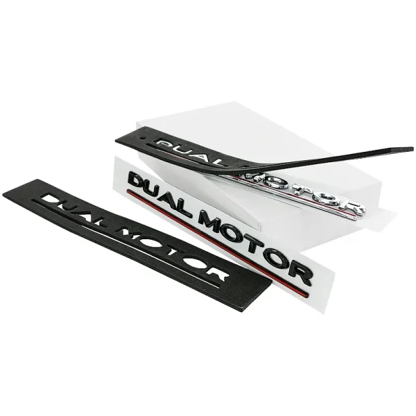 DUAL MOTOR Underlined Letters Emblem for Tesla Model Y 3 X S Car Styling High Performance Trunk Badge Sticker Chrome Black Red
