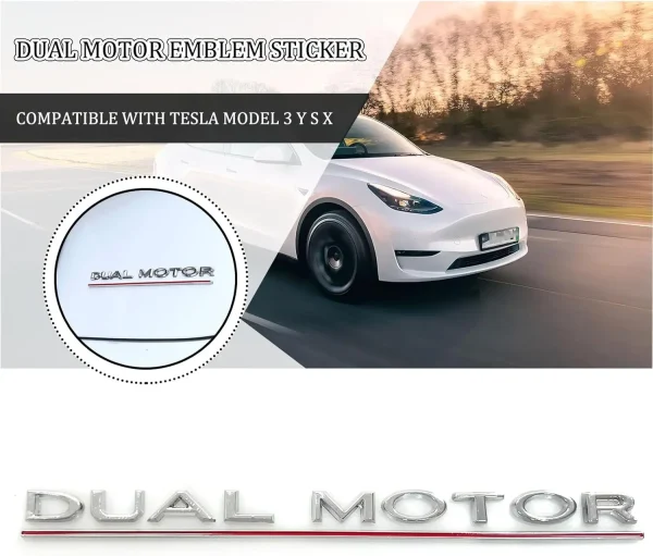 3D Raised ABS Tailgate Insert Letter Emblem Badge Compatible with Tesla Model 3/Y/S/X Series with Adhesive Template