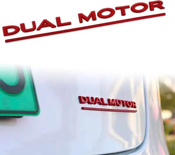 3D Raised DUAL MOTOR Underlined Letters Emblem for Tesla Model 3 Y X S Car Styling High Performance Trunk Badge Sticker