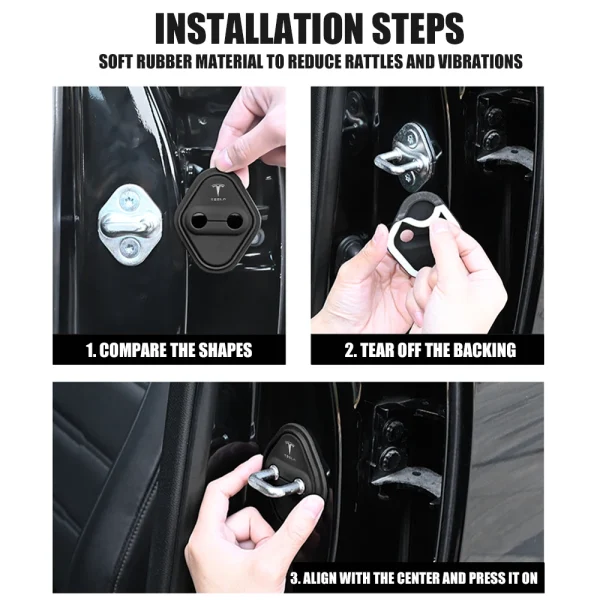 2/4Pcs Silicone Car Door Lock CoversProtective Buckle Stickers For Tesla Model 3 Model S X Model Y Roadster Space X Cybertruck