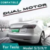 3D Raised DUAL MOTOR Underlined Letters Emblem for Tesla Model 3 Y X S Car Styling High Performance Trunk Badge Sticker