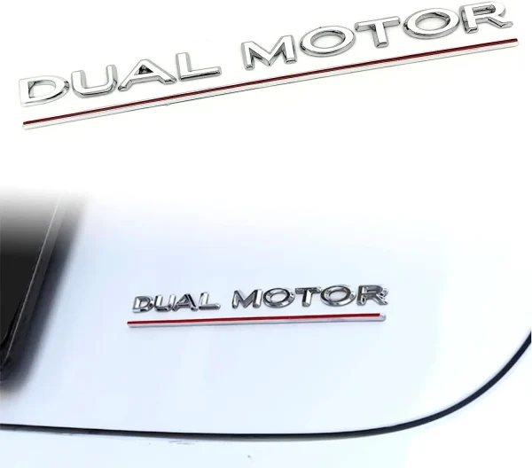 3D Raised DUAL MOTOR Underlined Letters Emblem for Tesla Model 3 Y X S Car Styling High Performance Trunk Badge Sticker